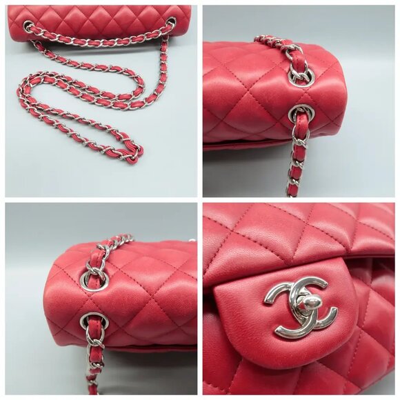 100% Authentic CHANEL CF Jumbo Red Leather Shoulder Bag - Picture 6 of 12